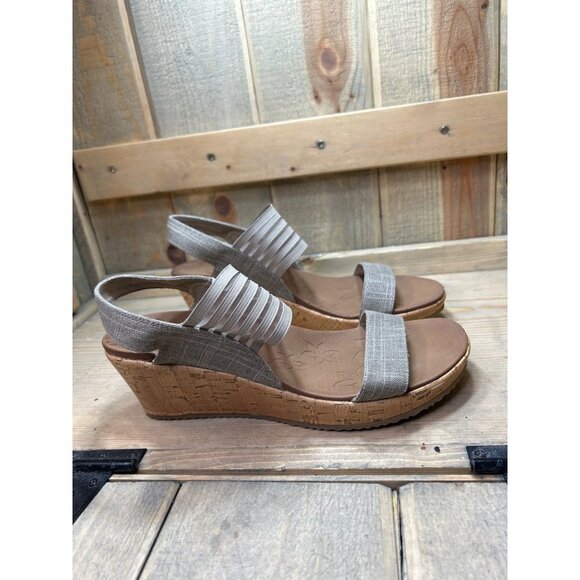 Skechers Shoes - Skechers Cali Women’s US10 Sandals Taupe Beverlee Smitten Kitten Wedge Luxe Foam